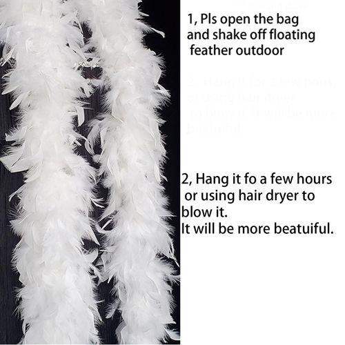 Happy Feather 2 Yards 80g Turkey Chandelle Feather Boa for DIY Craft,Party Dancing Dress Up, Halloween Decoration-White