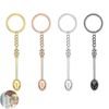 4 PCS Mini Spoon Keychain, Tiny Spoon, Mini Crown Spoons Keychain, Ring Tiny Spoons for Filling Vials(4 Colors)