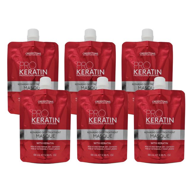 Creighton’s 6 x 100ml Multipack Pro Keratin Repairing Deep Treatment Hair Masque, Helps to Rescue and Repair Dry, Damaged Hair by Intensive Moisturising, Vegan & Cruelty Free, For Dry & Damaged Hair