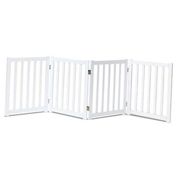 Solid Hardwood Freestanding Pet Gate,Wooden Dog Gates 24"Height-4 Panel White