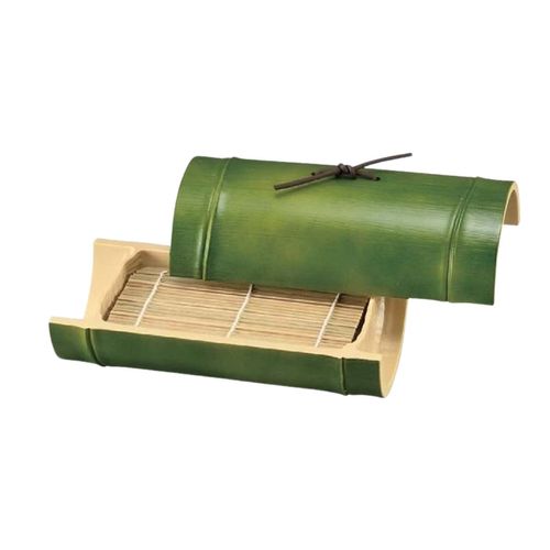 J-kitchens Soba Bowl with Colander Soba Serving Dish, Break-resistant, Resin, 8.3 x 4.3 x 4.1 inches (21 x 11 x 10.5 cm), Kojiro Bamboo Wakatake, 7 Inches, Lid Included, Made in Japan