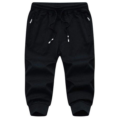 MAGCOMSEN Mens Capri Shorts Workout Pants Below Knee with Pockets 3/4 Joggers Pants Knee Length Shorts Training Shorts Capri Joggers Gym Pants Men Black