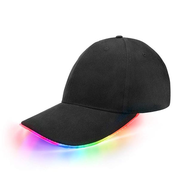 JIGUOOR LED Baseball Cap Rechargeable, Illuminated Flash LED Light up Cap Men TIK Tok Party Festival Hat Festival Rave Accessory Glow Golf Hat Birthday Gifts for Men Boys in LED Brim-Colorful