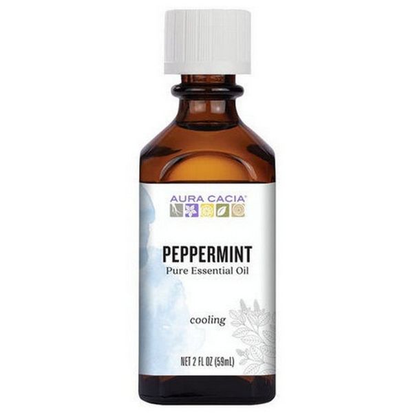 Aura Cacia Pure Essential Oil; Peppermint; 2 fl oz (men