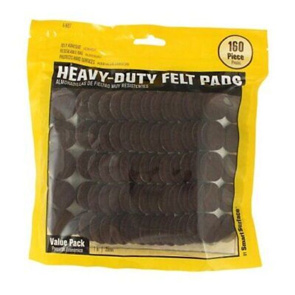 8827 Heavy Duty Self Adhesive Furniture Felt Pads 1-Inch Round 160-Piece Brown