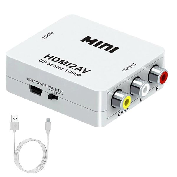 VIEVRE HDMI auf RCA,1080P HDMI auf Cinch Adapter,HDMI auf AV,AV HDMI Adapter,Adapter Cinch auf HDMI,Cinch HDMI Adapter,HDMI Cinch Adapter mit USB-Netzkabel für PS2/ Xbox/SNES,Unterstützt PAL/NTSC