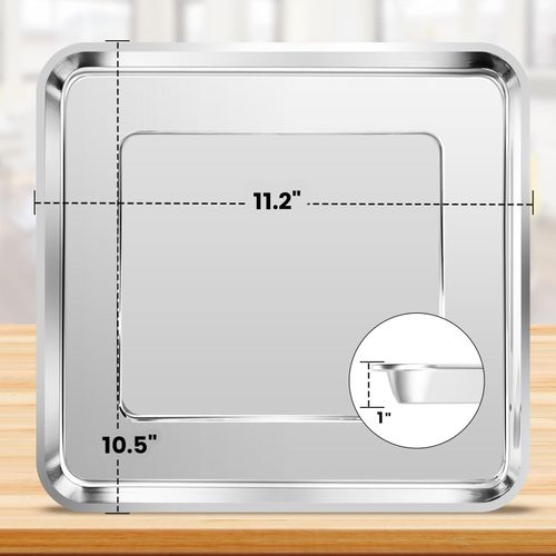 Air Fryer Baking Pan for Nuwave Bravo 12 in 1 21 Qt Air Fryer Toaster Oven, 11.2'' * 10.5'' Air Fryer Grill Pan Grill Plate Crisper Plate Rack Parts Accessories Tray, Steel