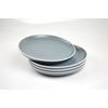 YöL Set of 4 Side Plates Solid Grey Dessert Dinner Round White Rim Stoneware