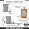 Steel Bottom Mount Single 35 Quart 8.75 Gallon Waste Bin Trash Container for und