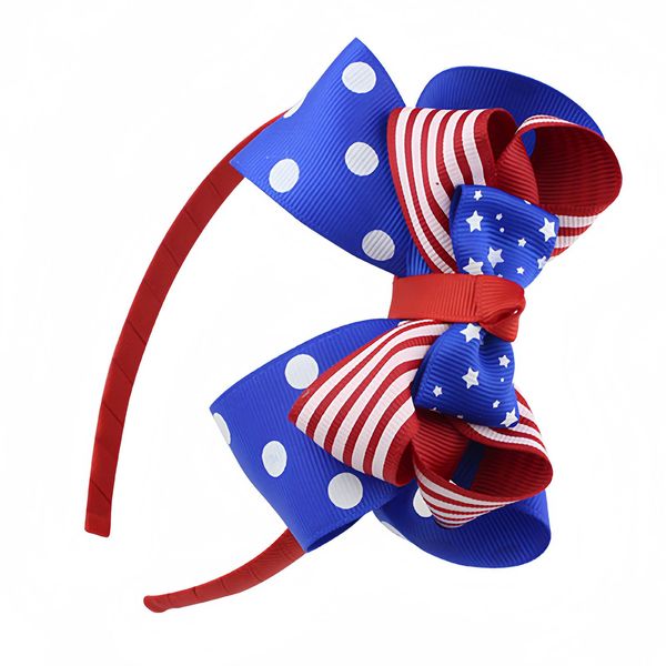 BELSITA 4th of July Headband Independence Day Hair Accessories Patriotic Party Bow Hair Supplies for Women Girls Kids USA Flag Big Bow Knot Blue Stars Hair Decoration Non Slip Head Band 1 Pcs