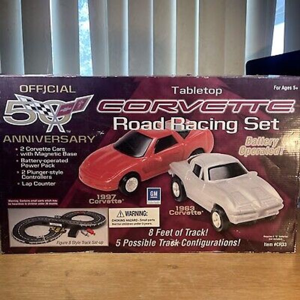 TABLE TOP CORVETTE ROAD RACING SET NEW OFFICIAL 50TH ANNIVERSARY Open Box