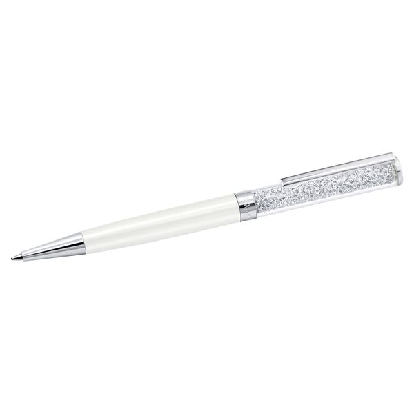 Swarovski Crystalline Ballpoint Pen, Black Ink in White Coloured Casing, Crystal Design, from the Crystalline Collection