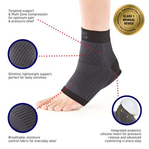 Neo-G Plantar Fasciitis Support Compression Socks for Plantar Fasciitis, Foot Pain, Arch & Heel Pain Relief – Medical Compression Socks for Women Men with Silicone Heel Cushioning – 1 pair - M