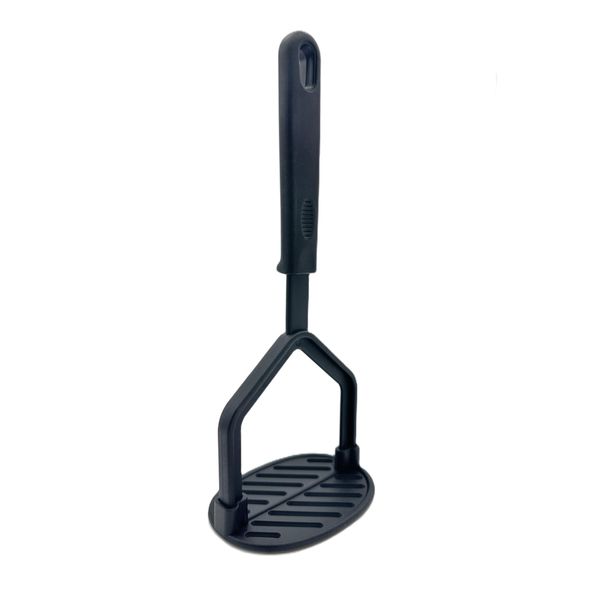 TIJAR Nonstick Potato Masher Utensil - Flat Pack Design for Easy Storage - Hard Wearing Black Nylon Masher Head. Ergonomic Handle, Heat Resistant to 210°C. Integrated Storage Hole