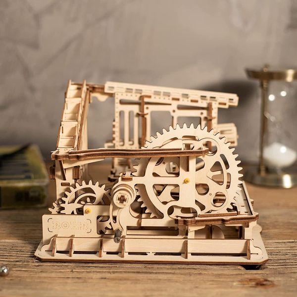 ROKR 3D Wooden Puzzles Marble Run Set DIY Mechanical Model Kit for Adults