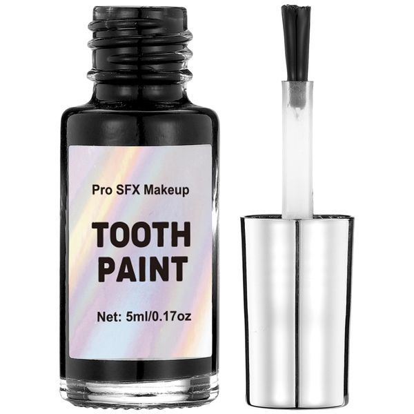 DALVGFN Black Tooth Paint, Temporary Black Out Teeth Paint Makeup, Quick Dry, Safe & Non-Toxic, Rotten Teeth Makeup, Missing Teeth SFX Makeup, Perfect for Halloween Costume, Zombie, Pirate Cosplay