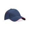Beechfield B15c Ultimate 5 Panel Cap - Sandwich Peak - French Navy/Classic Red