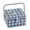 Hobby Gift Sewing Box, Medium, Square, Embroidered Lid, Wild Floral Plaid
