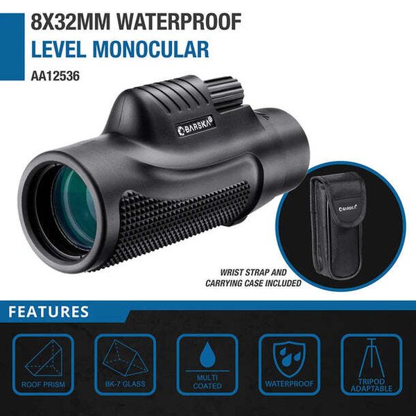 Barska 8x32mm Level Waterproof  Monocular Compact Fogproof BK-7 Prism AA12536