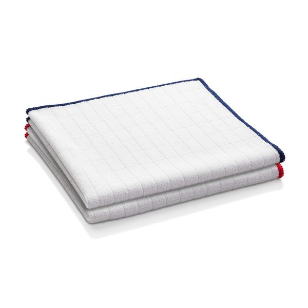 E-Cloth Wash & Wipe Dish Cloth, Microfibre, Blue/White & Red/White, 2 Pack
