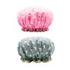 2 Pcs Bath Caps Elastic Band Double Layers Waterproof Shower Caps With Ruffled Edge Covering Ears Keeping Hair Dry Kitchen Oil-proof Cap for Girls and Women