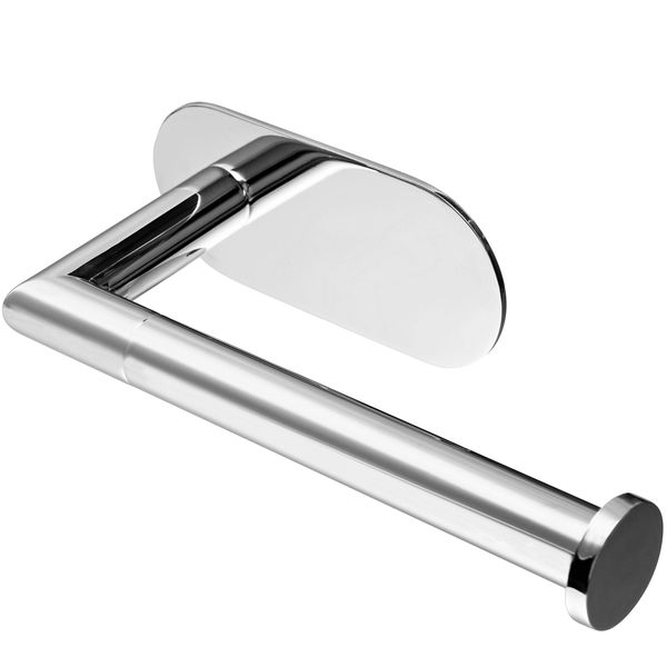 Self Adhesive Toilet Roll Holder Chrome, 3M Toilet Roll Holder, SUS 304 Stainless Steel, Toilet Paper Roll Holder No Drilling for Bathroom & Kitchen (Silver)