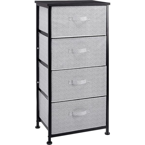 Fabric 4-Drawer Storage Organizer Unit for Closet, Black
