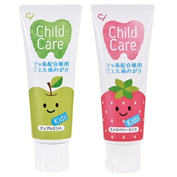 Ci Child Care Set of 2 (1 Apple Mint, 1 Strawberry Mint) (2.5 oz (70 g) / Bottle, For Children To Prevent Tooth Decays