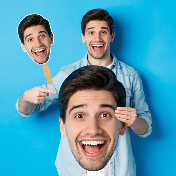 Jasilon Big Head Cutout,Fat Heads on Stick Custom Photo,Giant Fun Face Cardboard Cutouts,Life Size face on a Stick, 8, 12, 18, 24, 30, 34in Tall,Bachelorette Groom Face,Graduation,Birthday Head Cutout