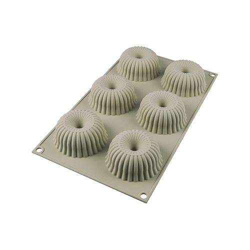 Silikomart Mini Raggio Silicone Mold, Flexible Tray with 3D Technology Creates 6 Rounded Desserts or Cakes with Ribbed Detail, Oven, Microwave, Freezer and Dishwasher Safe, Made in Italy
