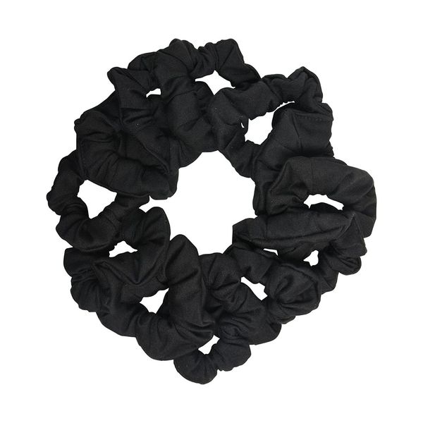 12 Pack Solid Hair Ties Scrunchies (Black)