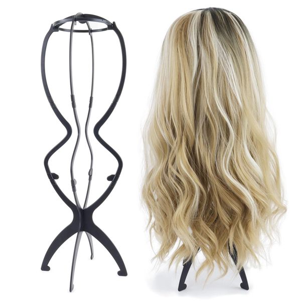 PIESOYRI Tall Wig Stand for Long Hair, 50CM, Collapsible Wig Holder for Displaying & Storage (2 Count-Pack)