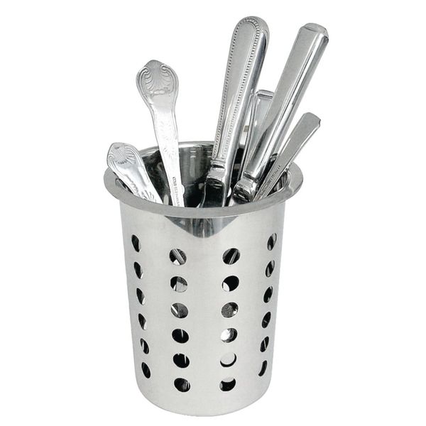 Olympia L443 Round Cutlery Basket Stainless Steel Kitchen Spoon Utensil Holder Trays, 135(H)mm