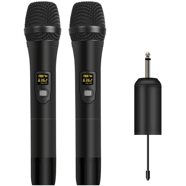 Depusheng W2 Tragbares dynamisches UHF-Mikrofon, drahtloses Mikrofonsystem für Karaoke- und Hauspartys über das Mischpult, PA-System usw