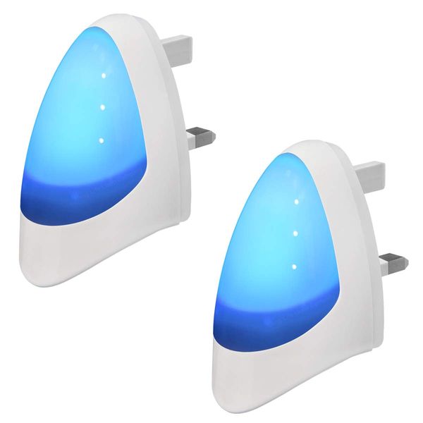 2 Pack Blue Automatic LED Night Light - Plug in & Energy Saving Dusk 2 Dawn LED Night Light Sensitive Night Light
