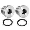 sourcing map Stainless Steel Inner Hex Head M20x1.5 Pipe Fitting Plug with Seal Ring for Terminate Pipe Ends 2Pcs