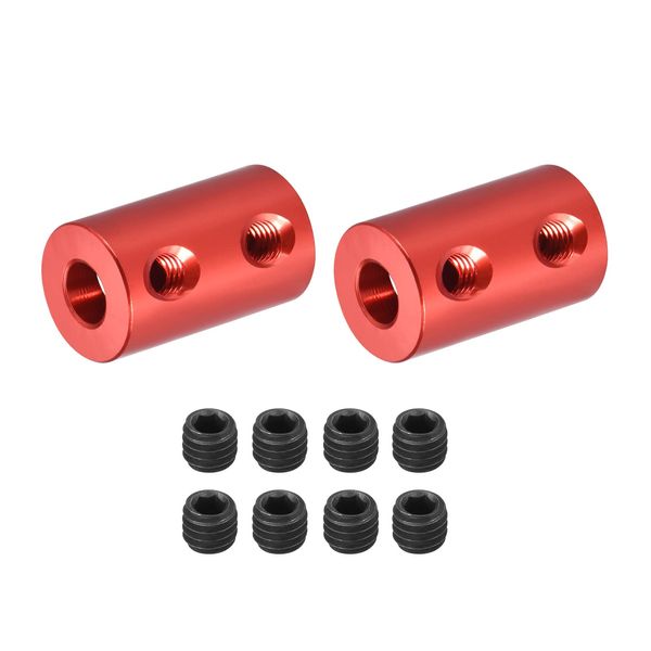 DMiotech 2pcs 5-5mm Bore L20XD12 Rigid Coupling Shaft Coupling Joint Connector with Screws Aluminum Alloy Motor Shaft Connector for 3D Printer Red