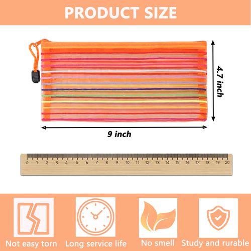 Cinlanwin 20 Pack 10 Colors Pencil Pouch Bulk Mesh Zipper Pouch Bags, Small Storage Bag, Multipurpose Pencil Case for School and Office Supplies, Travel Accessories