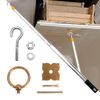 Attic Pull Down Hook Kit - 60 Inch Steel Pole & Hook for Scissor Ladders | Cordless Attic Door Release System with Solid Antique Brass Handle (Silver)