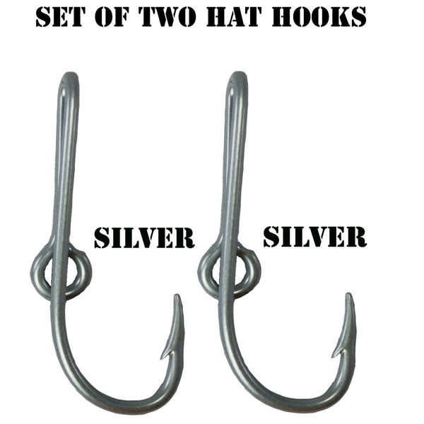 Custom Colored Eagle Claw Silver Hat Fish Hooks for Cap (Set of Two Hat Hook pins) Two Silver Hat Hook Clip