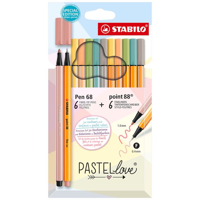 Stifte-Set - STABILO Pastellove Set - 12er Pack - Fineliner & Premium-Filzstifte