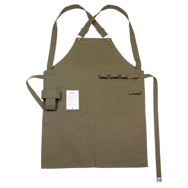 Captain Stag UP-2693 Camping DIY Apron, X-Shaped, Work Apron, Flame Retardant Fabric, Olive