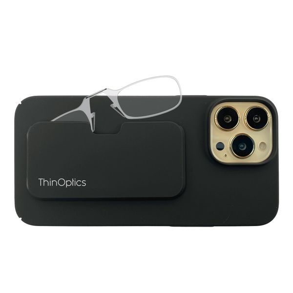 ThinOptics Slimline Rectangular Reading, iPhone 15 Pro Max Case/Clear Glasses, 44 mm + 2.5