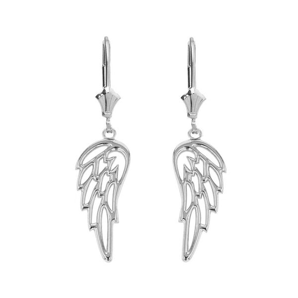 Sterling Silver Filigree Guardian Angel Wing Drop Earring Set