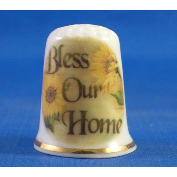 Porcelain China Collectable Thimble Bless Our Home