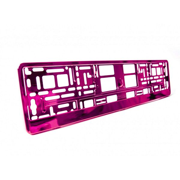 2 x Pink Chrome Metallic Universal Number Plate Surrounds Holders Frames M