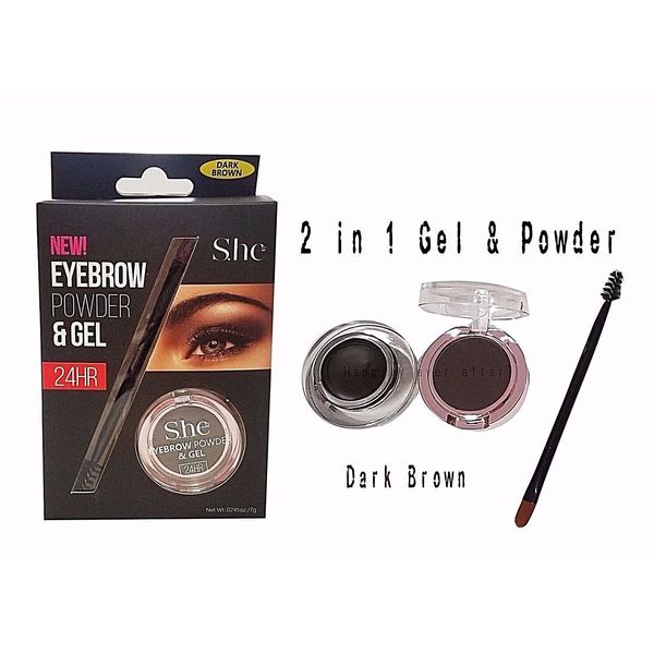 She Dark Brown Eyebrow Powder & Gel w/ Brush 2 in 1 - Authentic & New!