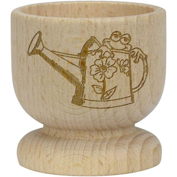 'Frog & Watering Can' Wooden Egg Cup (EC00016767)
