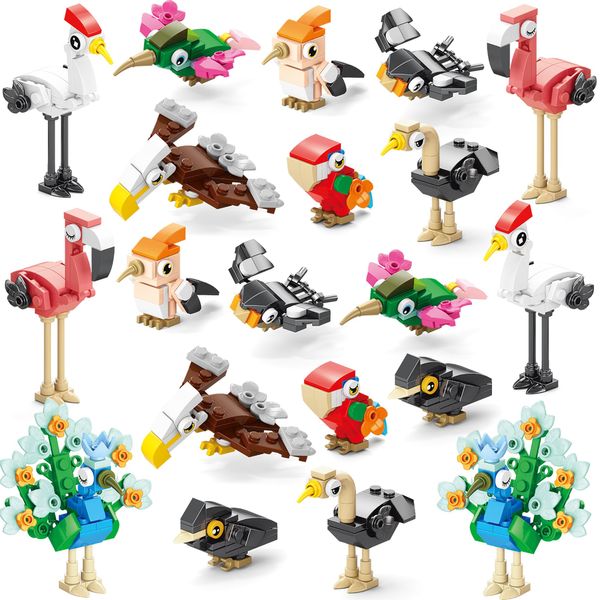 Sawaruita Party Favors for kids-20 PCS Fun Bird Building Blocks Sets Classroom Prizes-Birthday Goodie Bags Stuffers for Kids-Mini Animal Building Blocks Toys for Ages 6+ Boys & Girls Gifts（20in 2）