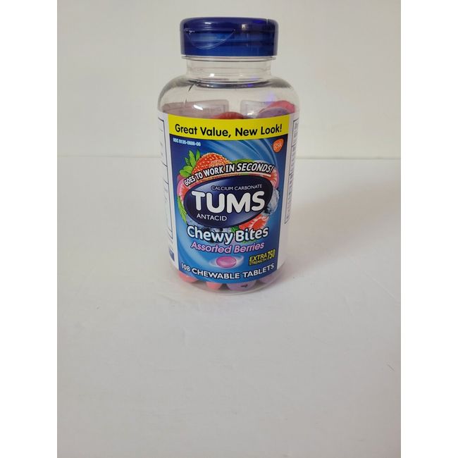 Tums Chewy Bites Antacid  For Heartburn Relief, Assorted Berries 108 Ct Exp 1/26